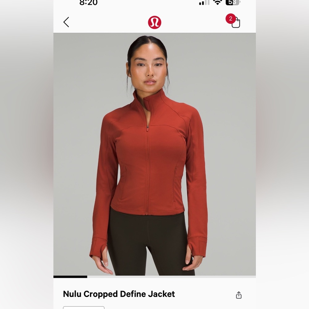 Lululemon define cropped jacket in sz 6